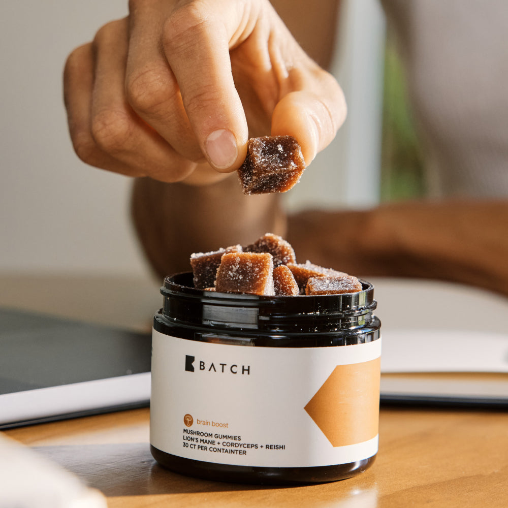 BATCH Brain Boost mushroom gummies with lion's mane, cordyceps, and reishi